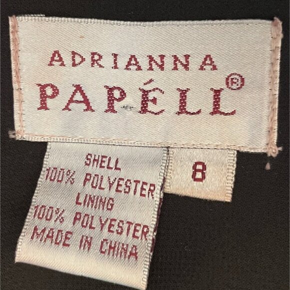 Adrianna Papell Black Cocktail Dress with Ivory Ribbon Detail and Streamers Sz 8 - Picture 5 of 7